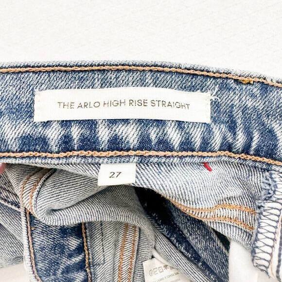 Denim Forum The Arlo High Rise Straight Denim Jeans Acid Wash Raw Hem Size 27 - Picture 5 of 9